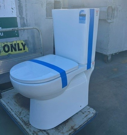 MERCIO Back To Wall Toilet Suite, White. NB: Condition unknown. Photos as 