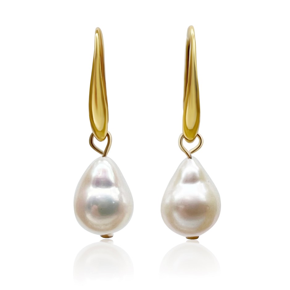 Elegant Baroque Freshwater Pearl Drop Earrings