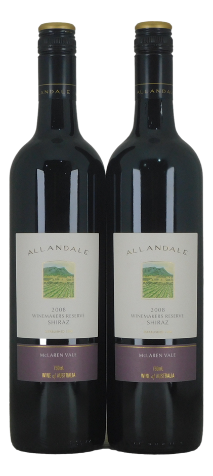 Allandale Winemakers Reserve Shiraz 2008 (2x 750mL), McLaren Vale.