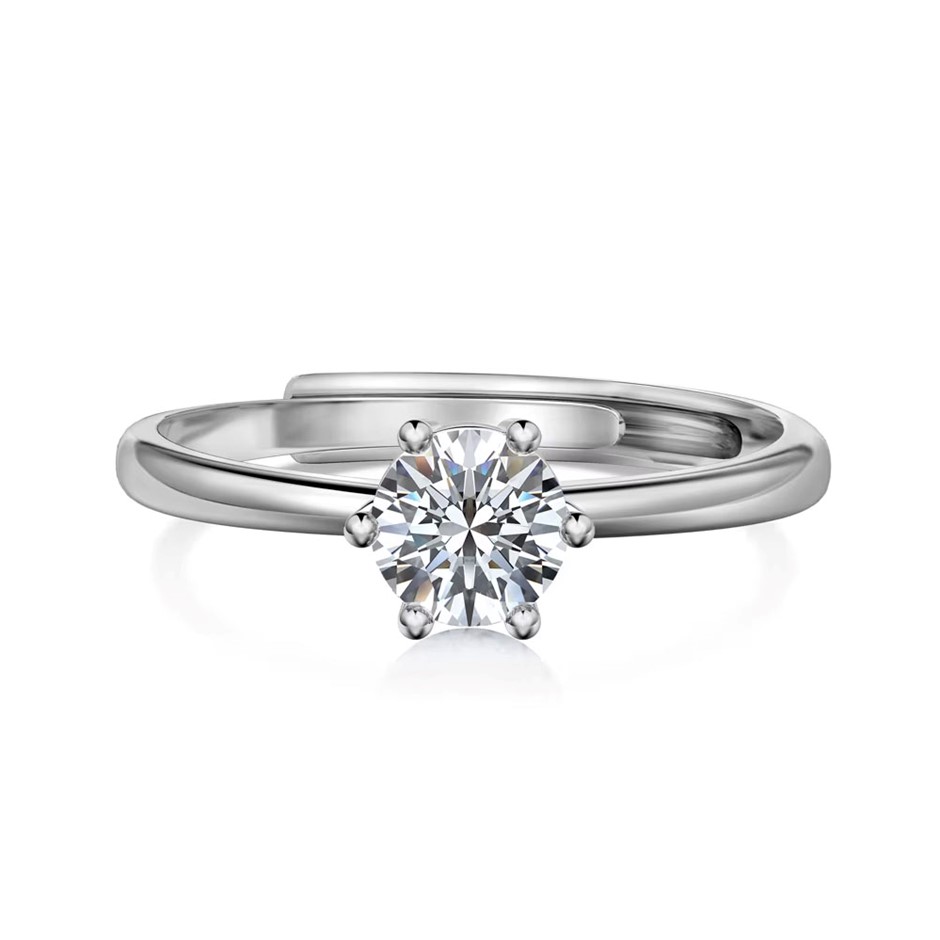 0.5ct Oval Lab Created Moissanite 925 Sterling Silver Ring - Size 7