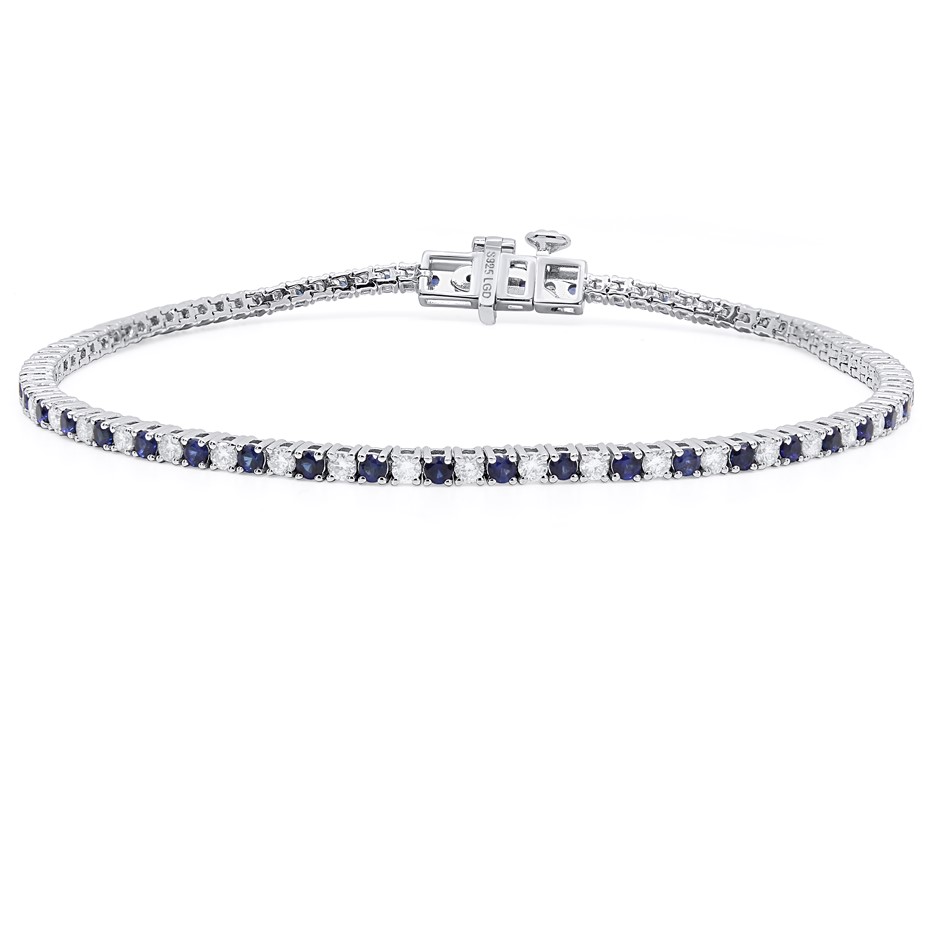 2.50 Carats sterling silver lab grown diamond & Sapphire tennis bracelet