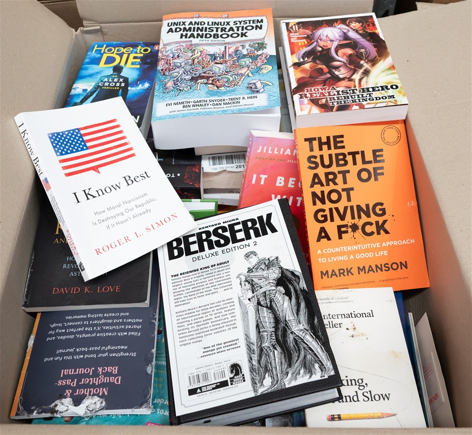 Approx. 550 x Assorted Hardcover & Paperback Books, Novel, Educational, Coo