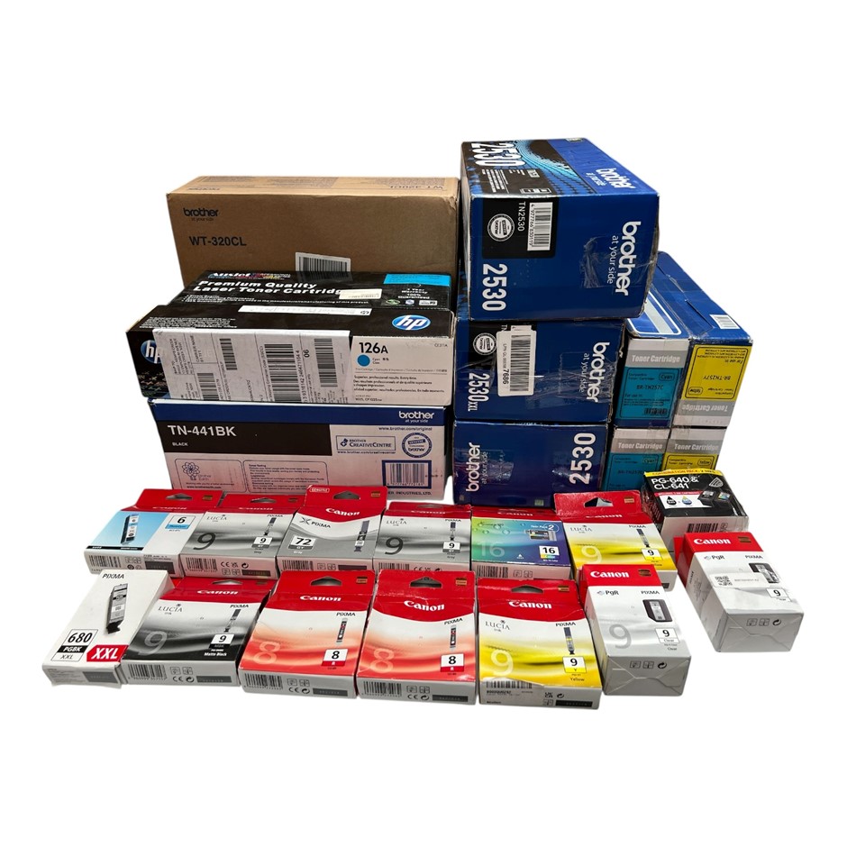 Mixed Lot of HP, Brother & Canon Printer Consumables. NB: Items are sold as