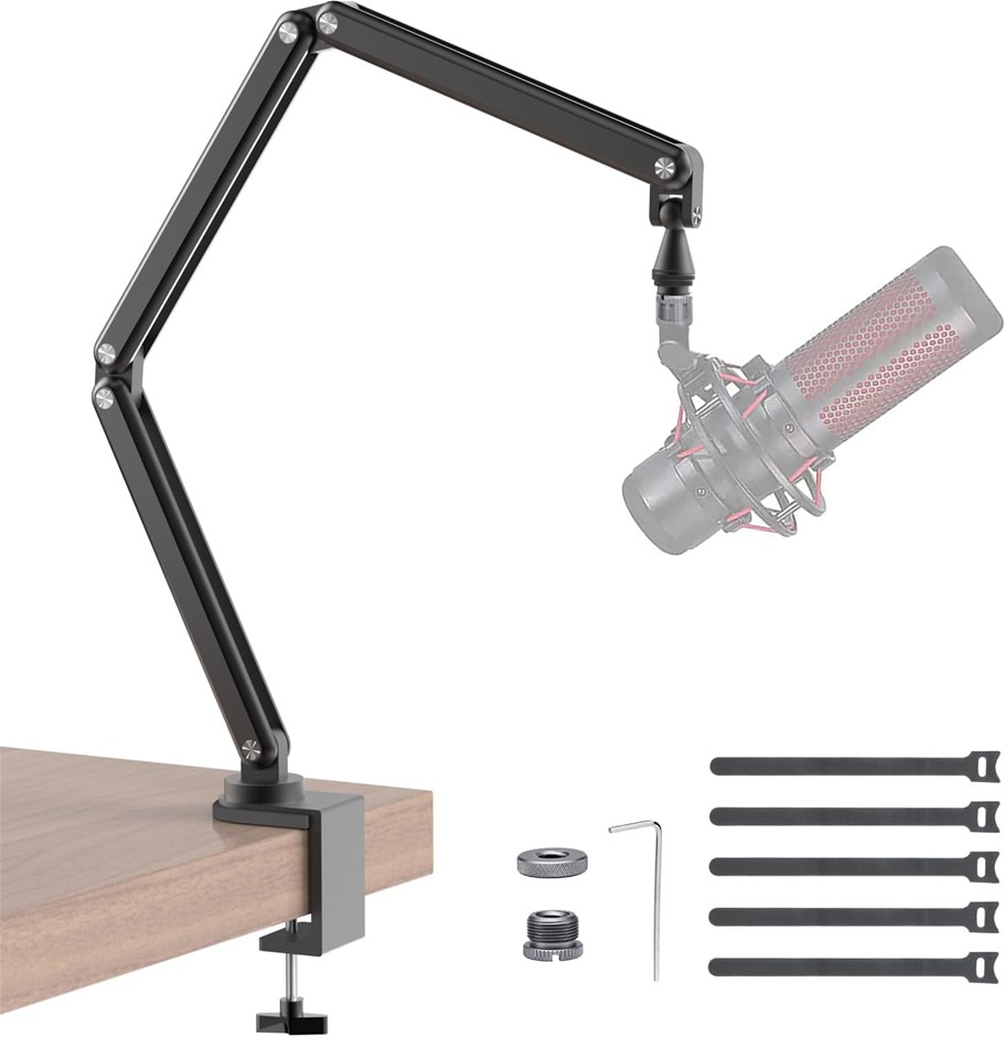 KU XIU Boom Arm, Upgraded Mic Arm with Sturdy Aluminum Alloy, Fully Adustab