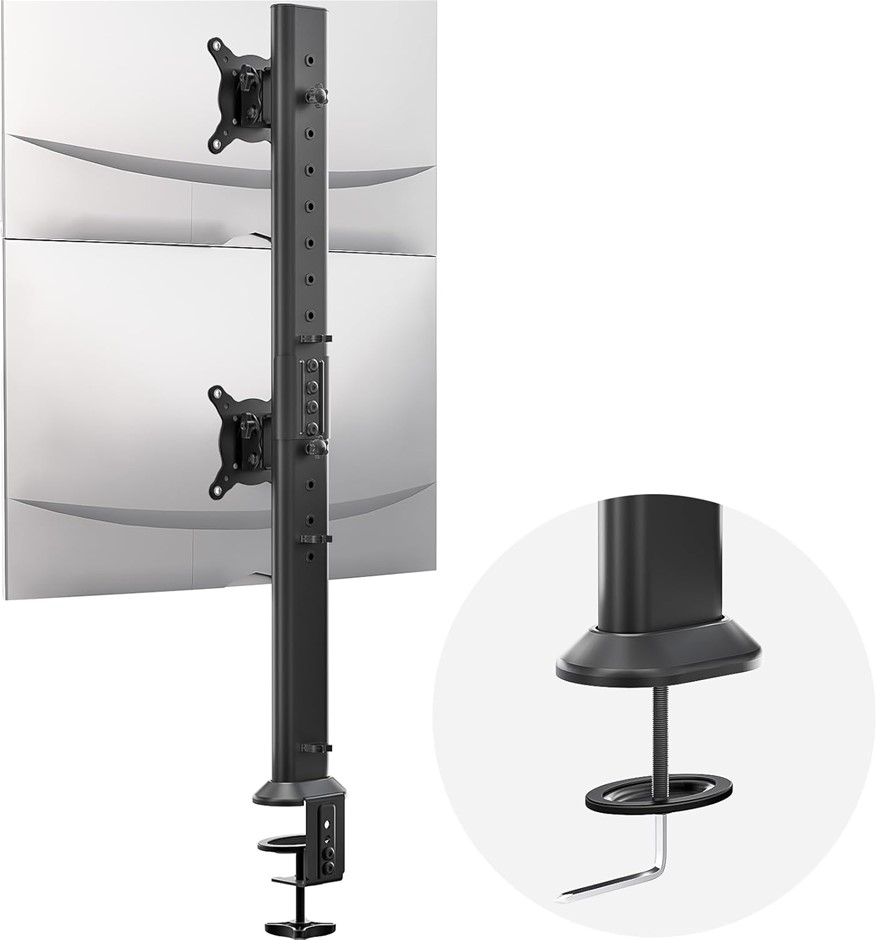 HEMUDU Dual Monitor Articulating Desk Mount Arm Stand - Vertical Stack Scre