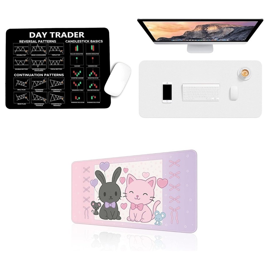 3 x Gaming Mouse Pads. 1 x DESIGNFULLPRINT Day Trader Mouse Mat Large Gamin