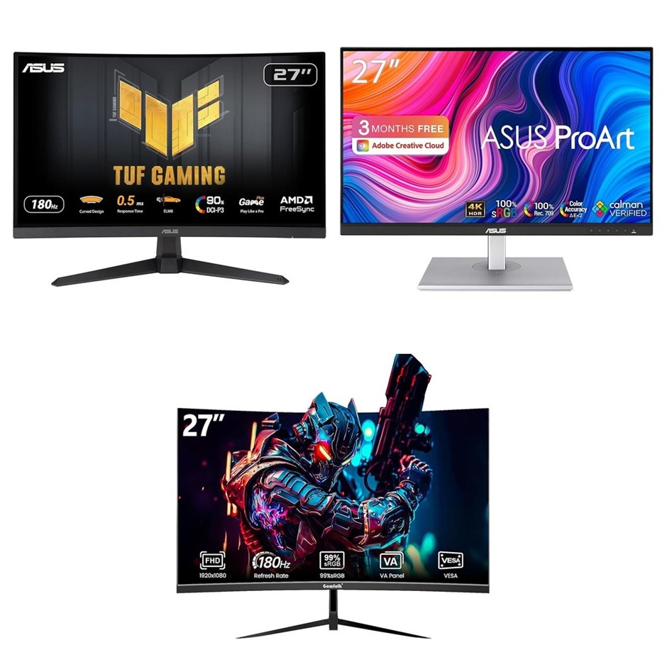 3 x Gaming Monitors. 1 x ASUS TUF Gaming VG27WQ3B Gaming Monitor – 27 inch