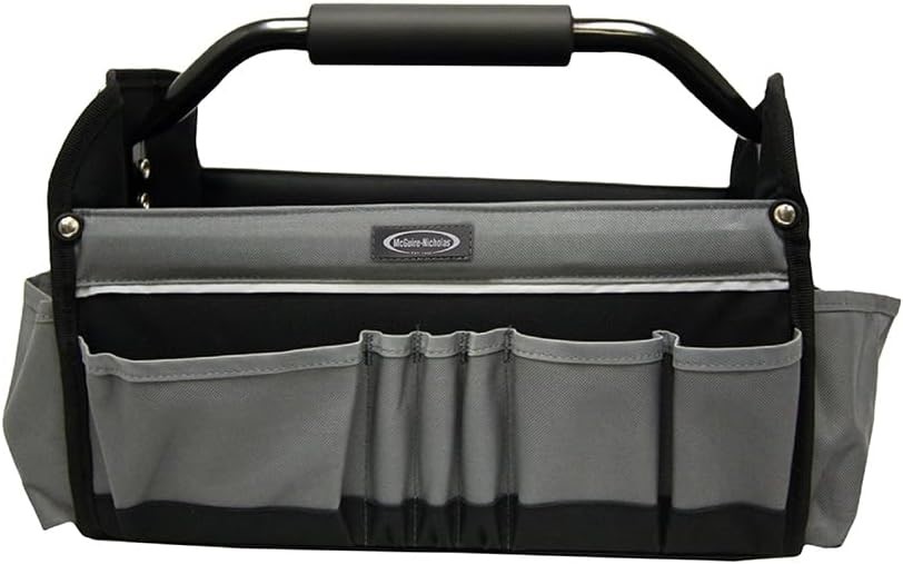 MCGUIRE-NICHOLAS 15" Collapsible Tool Tote, Grey and Black Tool Tote Bag, 2