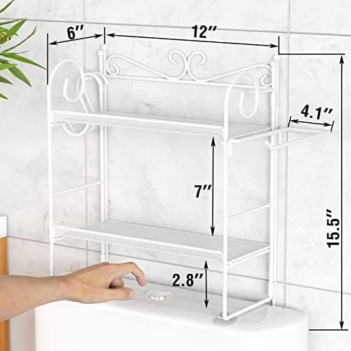 2 x EKNITEY Over Toilet Bathroom Storage - 2 Tier Bathroom Organizer Shelf