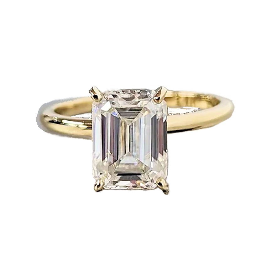 1ct Sterling Silver Gold Plated Moissanite Gemstone Ring