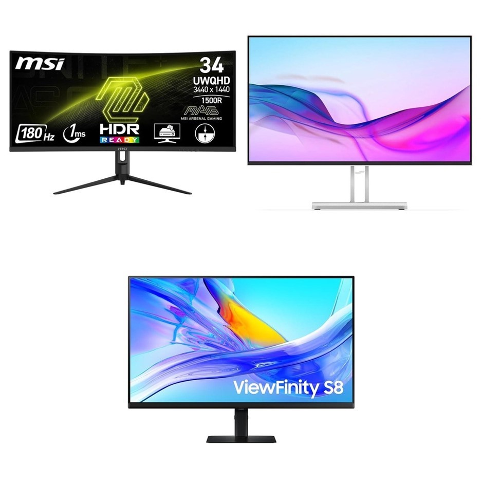 3 x Assorted Monitors. Incl: 1 x Lenovo L27i-4A 27" FHD Monitor, 1 x SAMSUN