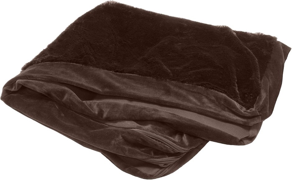 FURHAVEN Plush & Velvet L Shaped Dog Bed Replacement Cover - Sable Brown,