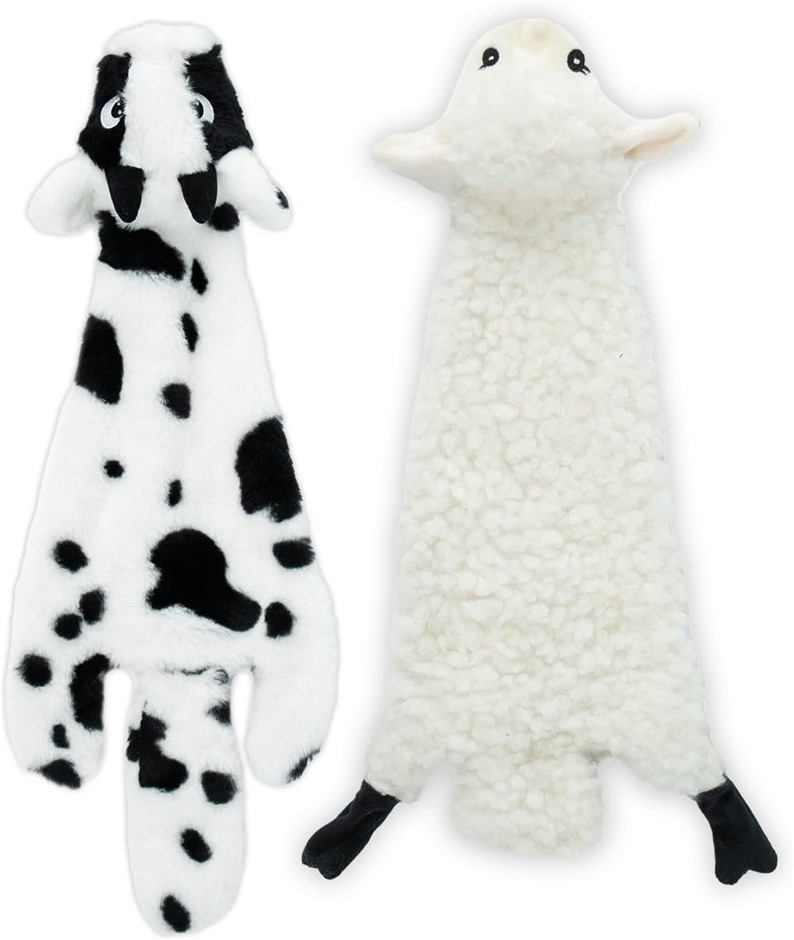 Best Pet Supplies 2-in-1 Fun Skin Stuffless Dog Squeaky Toy Sheep & Cow, La