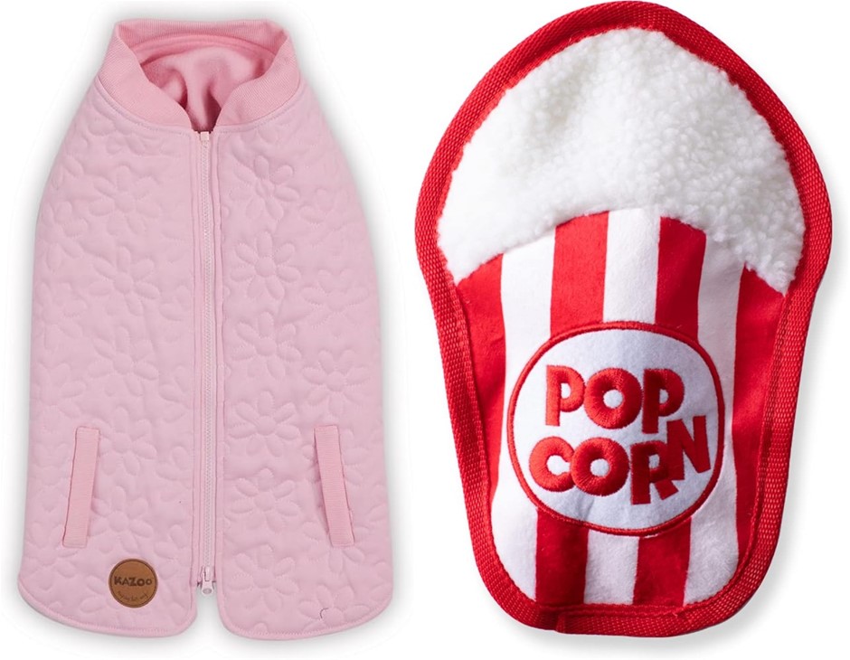 BUNDLE of Pink Floral Dog Jacket XXS & Plush Toy