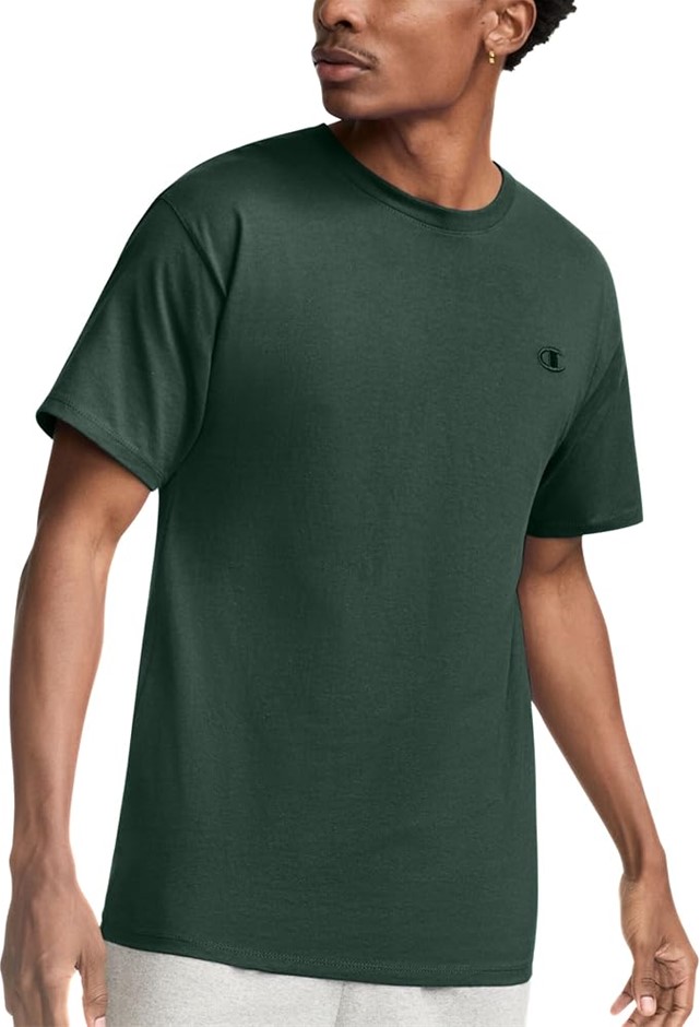 Champion Men's Classic Jersey Tee, Dark Green, Medium