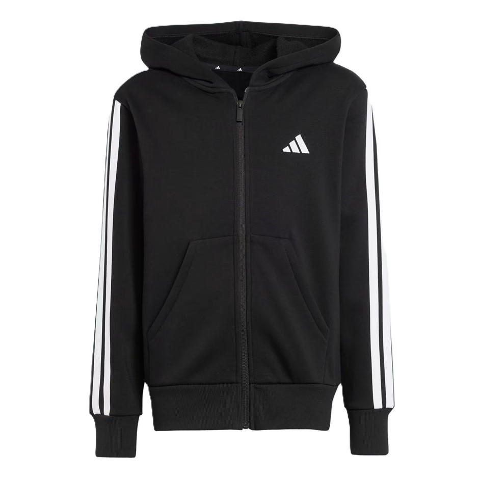 ADIDAS Kids' Unisex 3S Fleece Zip Hoodie, Size AU 15-16Y, Black/White, JD64