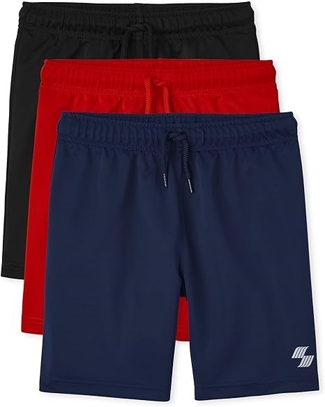 3pk x THE CHILDREN'S PLACE Boy's Athletic Basketball Shorts, Size L, Black/