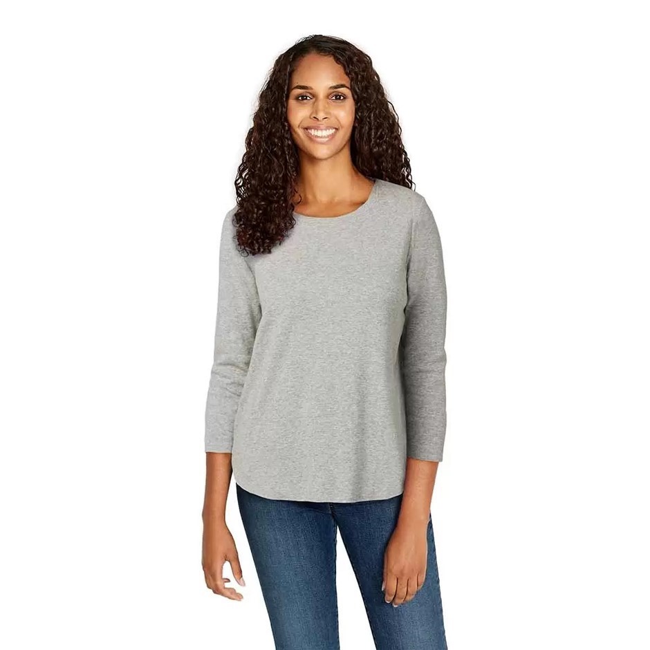 5 x SIGNATURE Women's 3/4 Sleeve Slub Tees, Size S, 100% Cotton, Grey. Buy