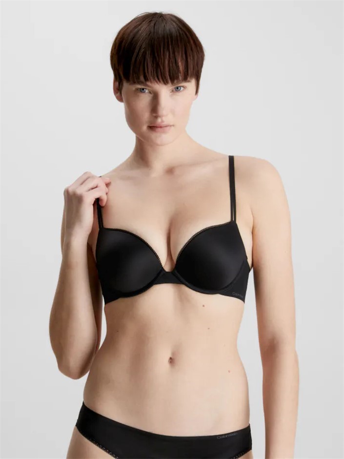 CALVIN KLEIN Women's Liquid Touch Push-Up Plunge Bra, Black, (10) 32DD, QF