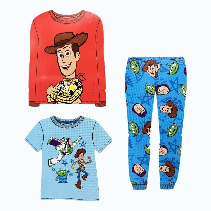 3pc TOY STORY Kids' Sleep Set, Size 5, Red, Incl: Fleece Top, Tee & Fleece