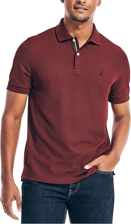 NAUTICA Men's SS Performance Pique Polo Shirt, Size 3XL, Royal Burgundy, K7