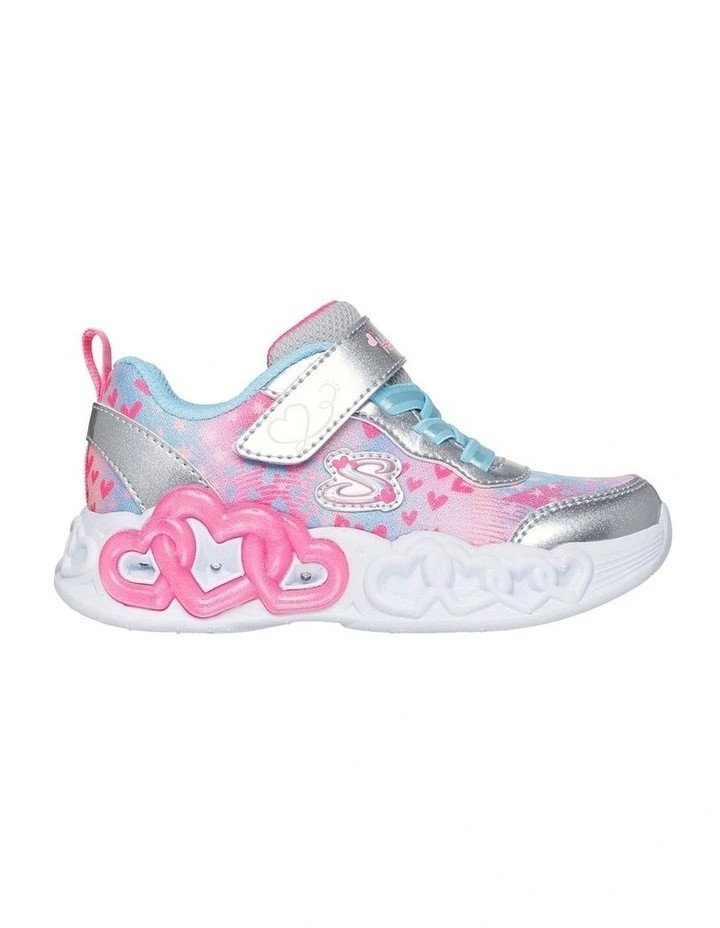 SKECHERS Girls' Infinite Lights Heart Jewels Trainers, US2/UK1/EU33.5, Silv