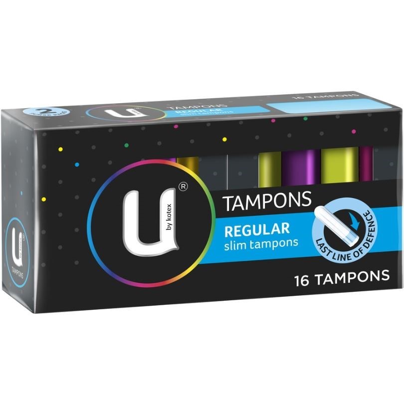Box of 128pc U BY KOTEX Regular Tampons. N.B: Damaged packaging, 10 x missi