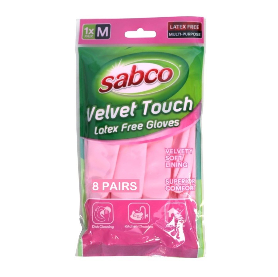 4 x Pack of 8-Pairs SABCO Velvet Touch Latex Free Gloves, Medium. N.B: Dama