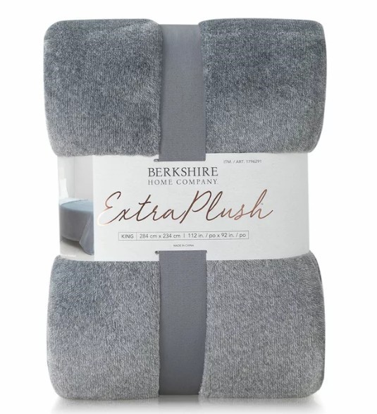 BERKSHIRE Heathered Plush Blanket, King, 284 x 234 cm, Grey. NB: Not in ori