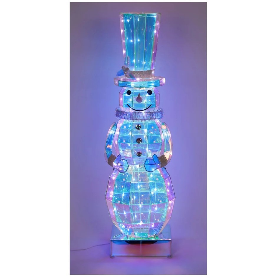 SIGNATURE Prismatic Snowman w/ With Built-In LED Lights, 91.4cm. NB: Not in
