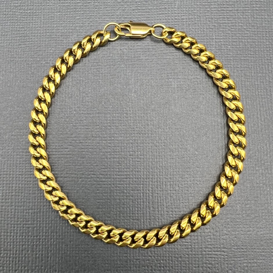 18K Gold-Filled Cuban Link Chain Bracelet, 6MM Wide - 19cm