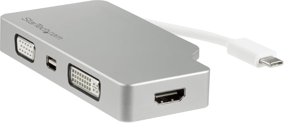 STARTECH USB C Multiport Video Adapter – Aluminum – USB-C to VGA/HDMI/Mini