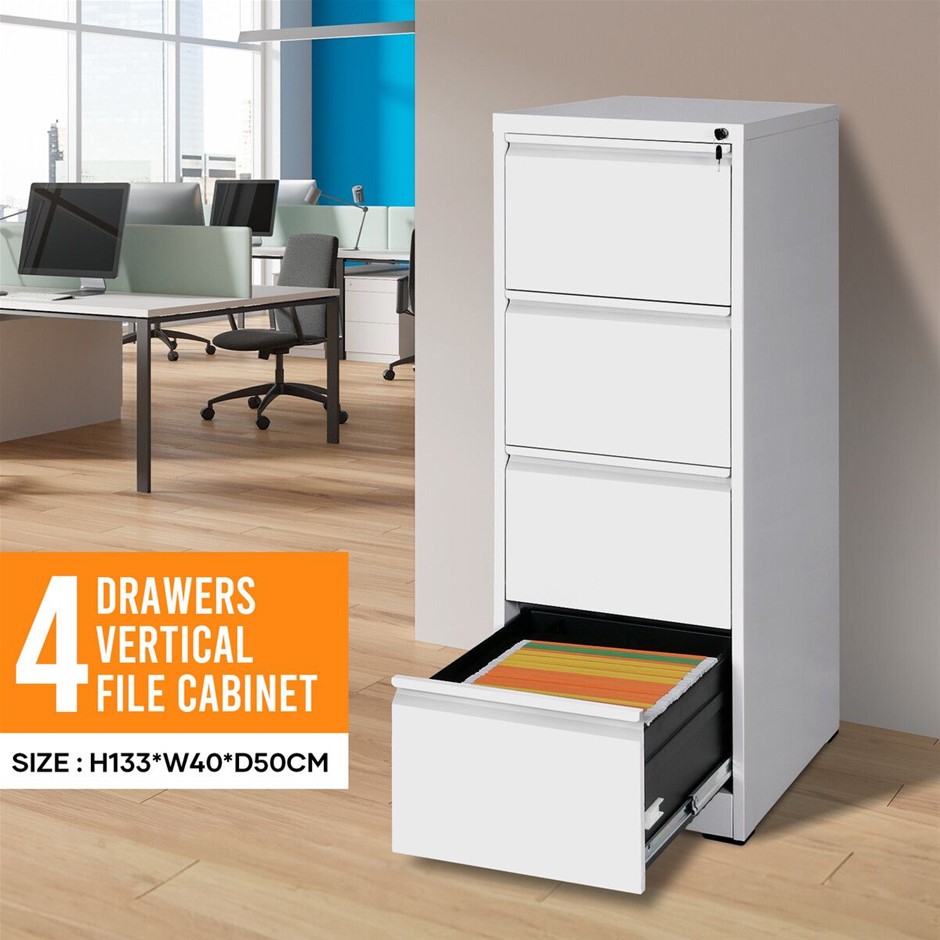 4 Drawer Steel Filing Cabinet Lockable for Letter Legal A4 F4 White