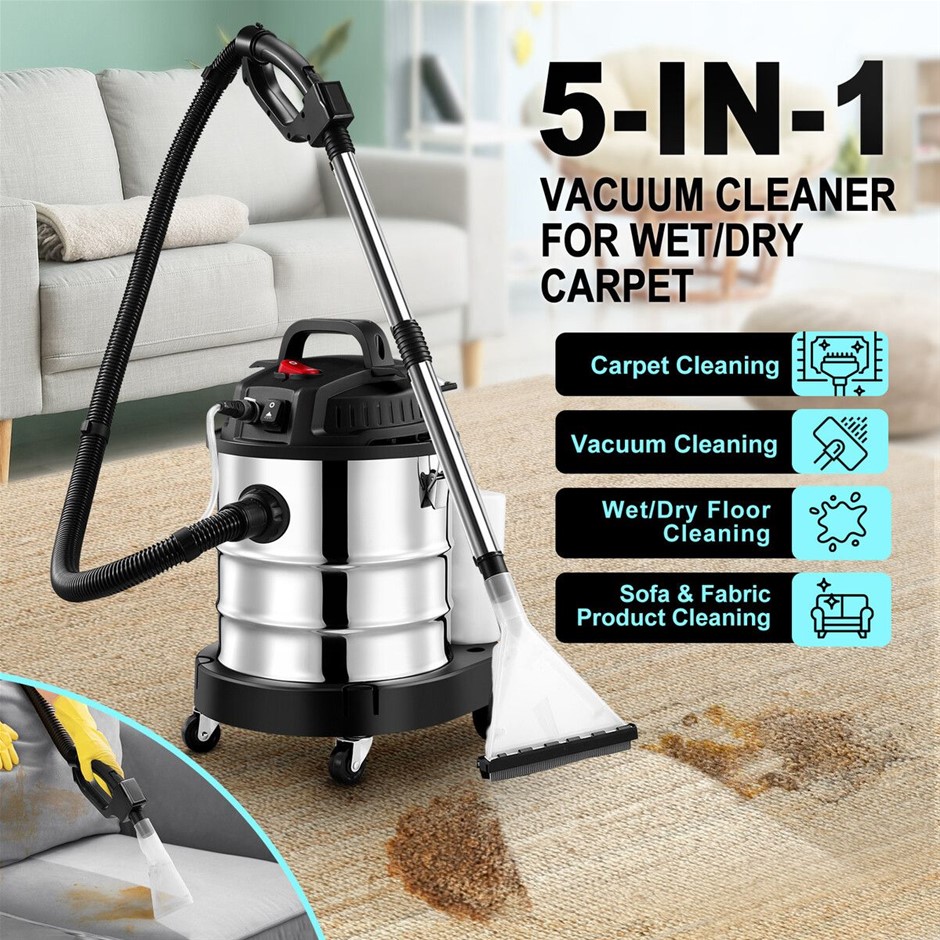 5-in-1 Wet Dry Vacuum Cleaner Carpet Upholstery Floor Blower with Wheels