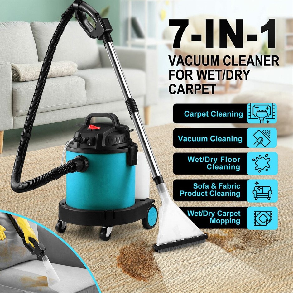 7-in-1 Carpet & Upholstery Cleaner Wet Dry Vacuum Spot Cleaner with Wheels