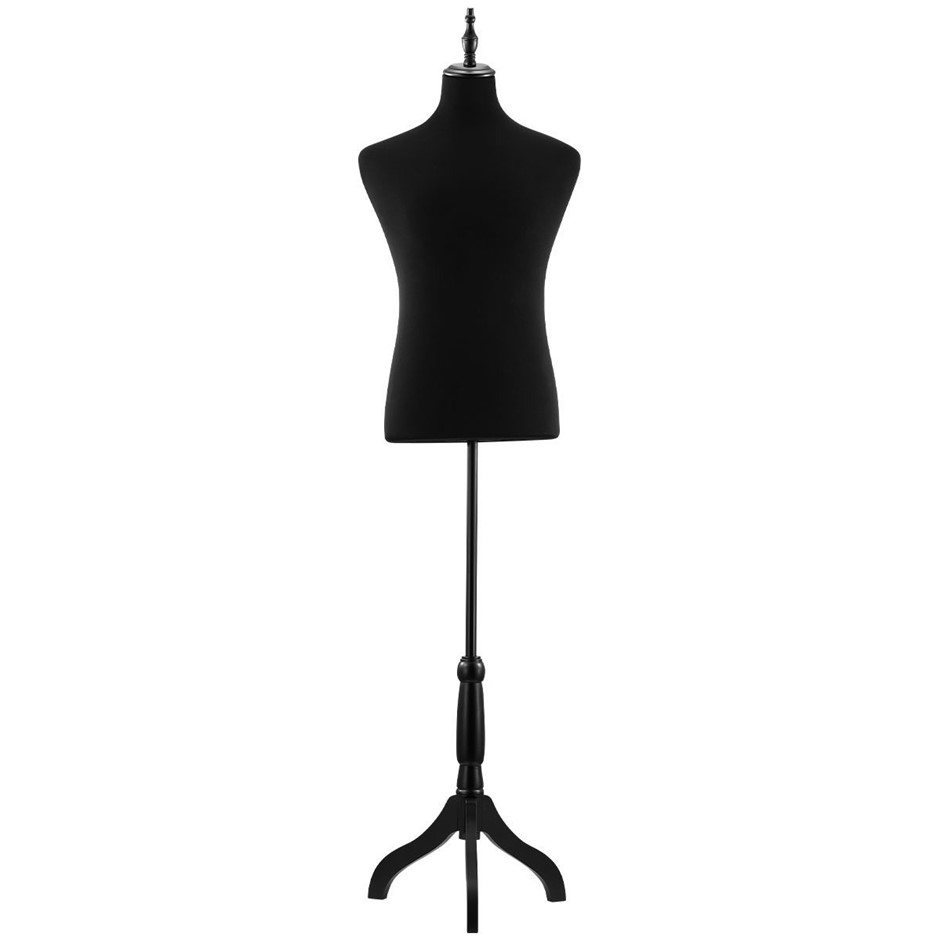 Male Dress Form Mannequin Torso Display Stand Tripod Base 155-174cm Black