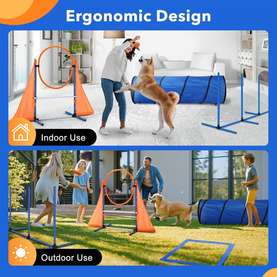 7 Set Dog Agility Training Equipment Obstacle Course with Carry Bags