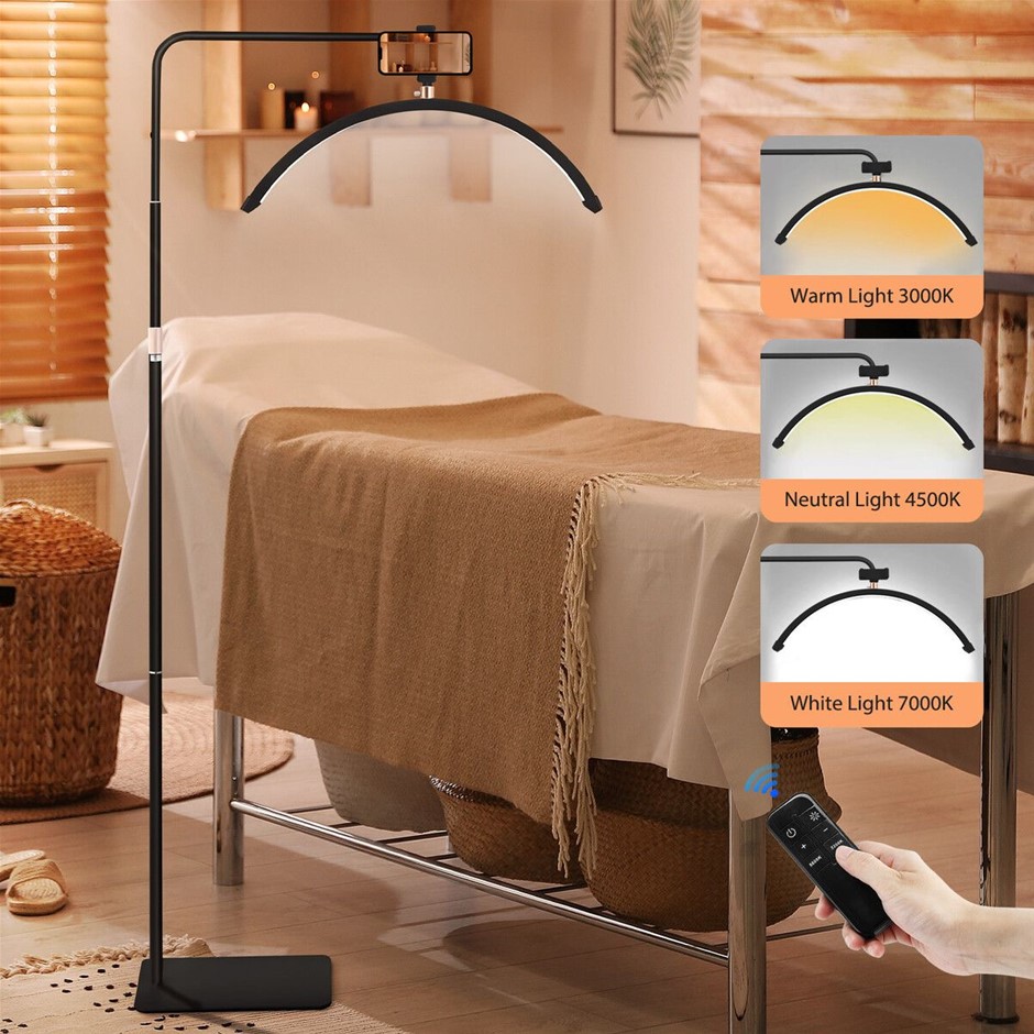 LED Half Moon Beauty Floor Lamp Lash Salon Facial Tattoo Light w/Remote