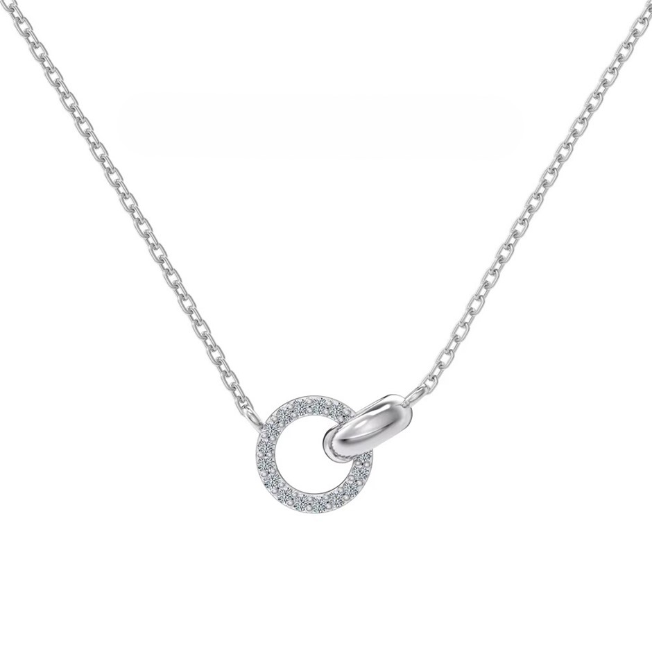 0.085ct Lab Created Moissanite 925 Sterling Silver Toggle Pendant Necklace