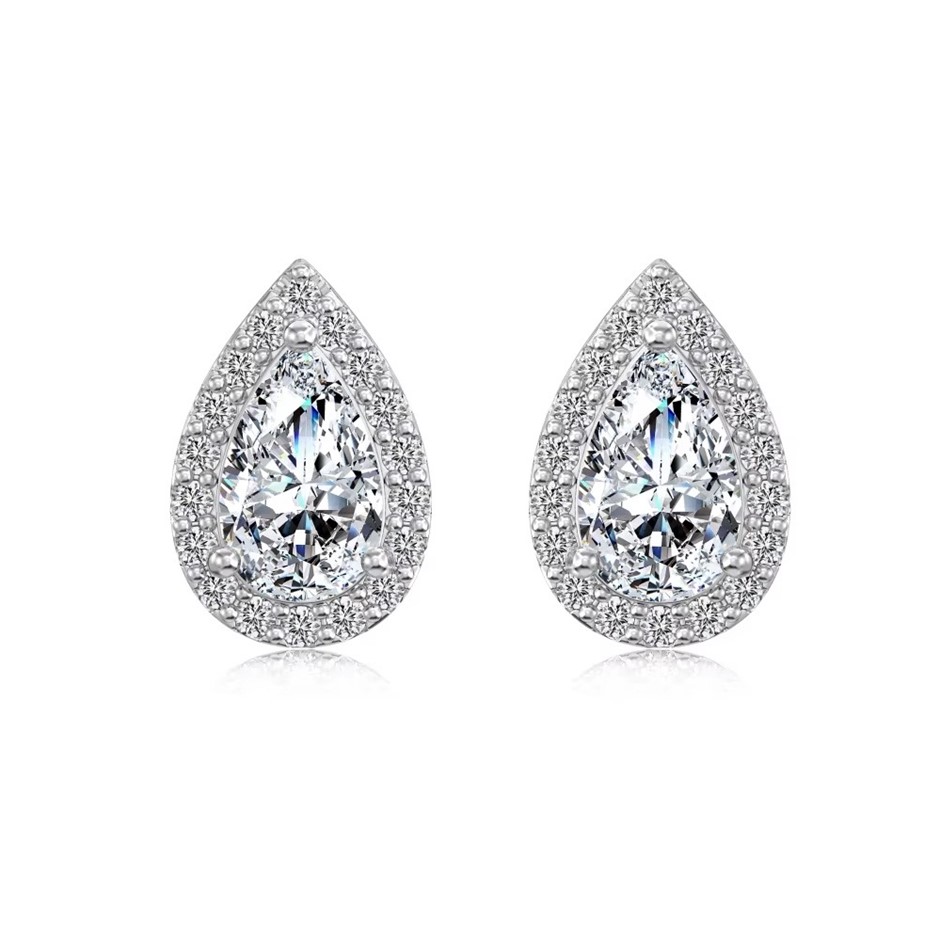 2.00ct Pear Lab Created Moissanite 925 Sterling Silver Drop Earrings
