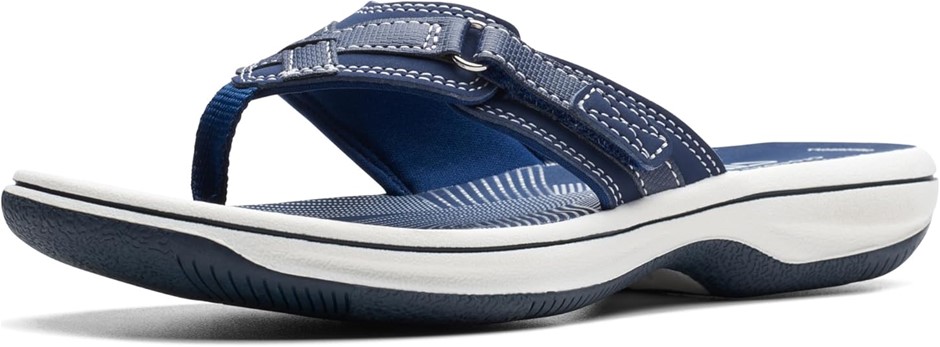 CLARKS Women's Breeze Sea Flip-Flop, US5/UK2.5/EU35, New Navy Synthetic, 26