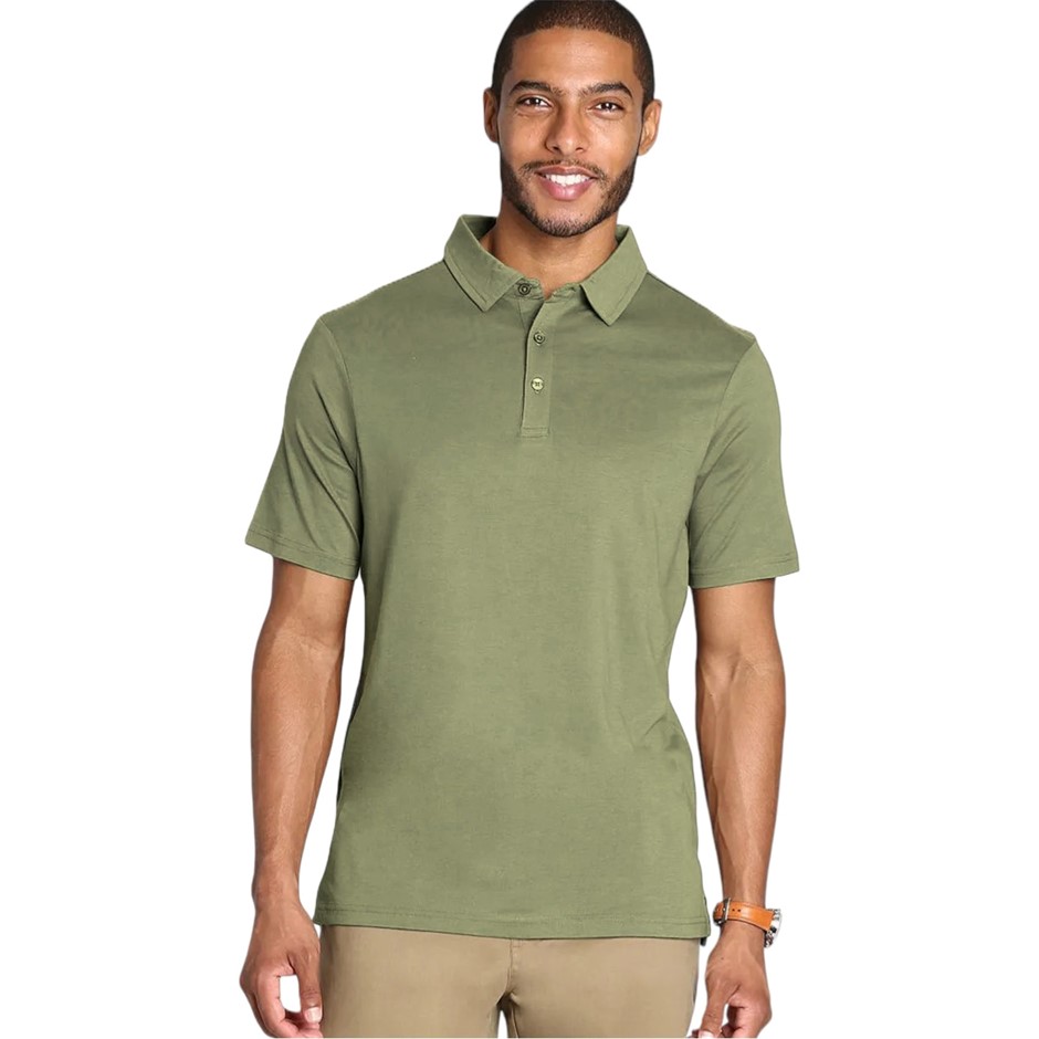 JACHS Men's Polo, Size 2XL, 58% Pima Cotton/38% Modal, Olive/Green. Buyers