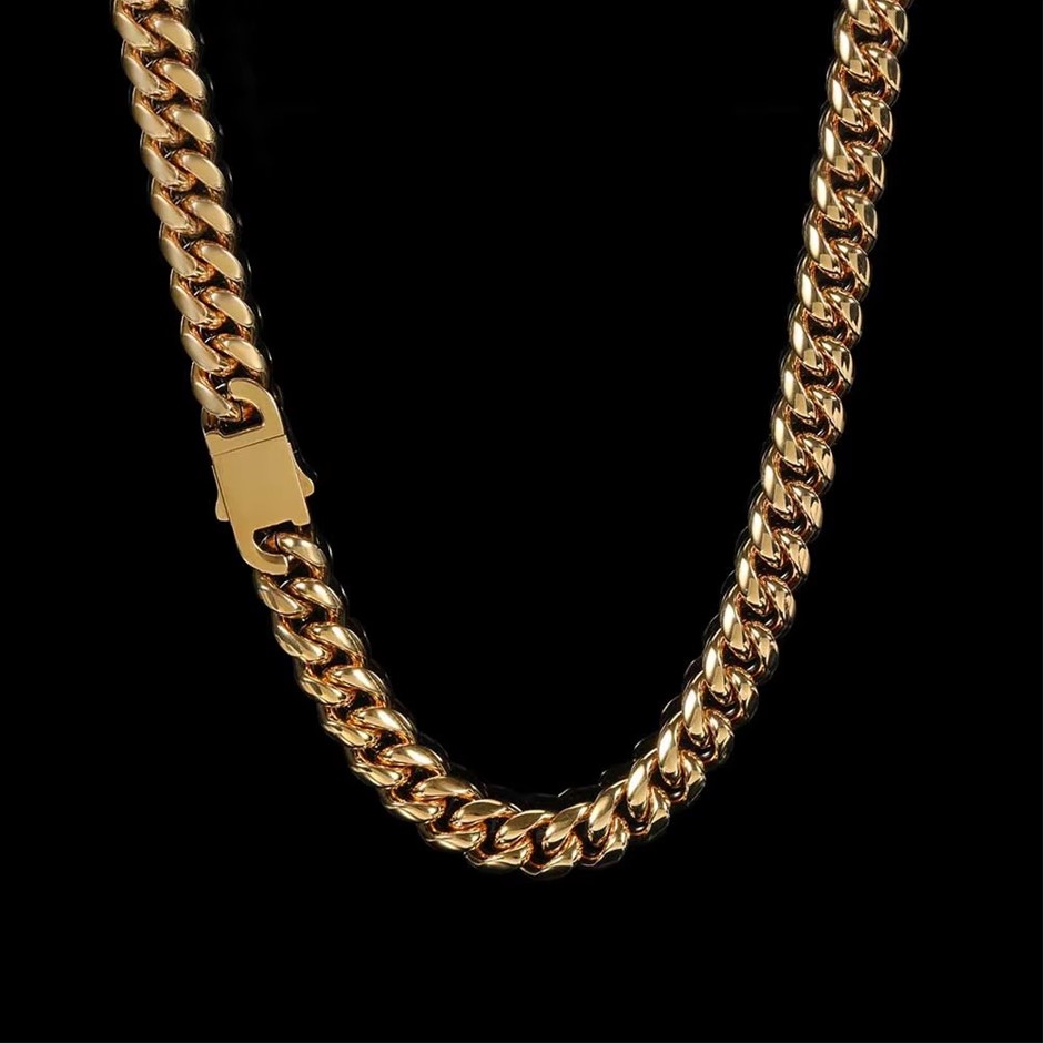 18K Gold-Filled Cuban Link Chain Necklace, 12MM Wide - 50.8cm