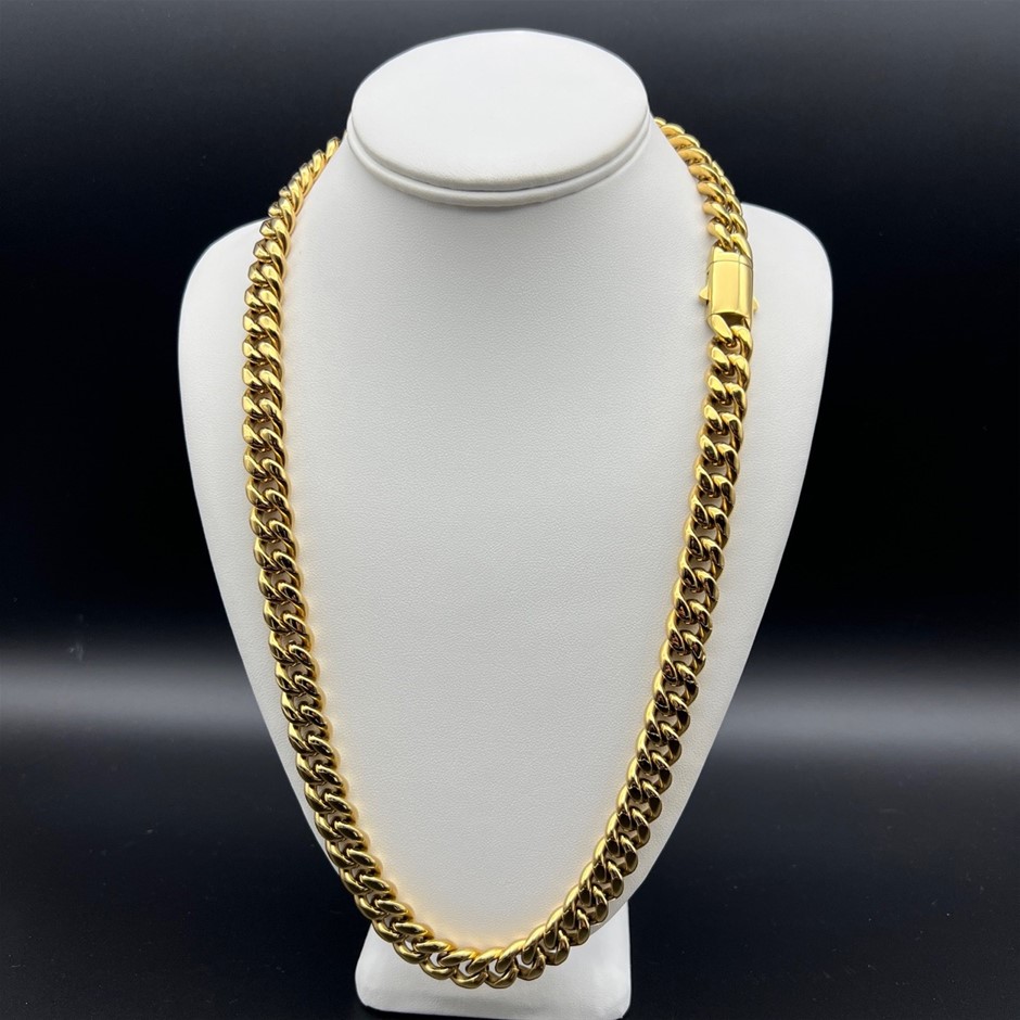 18K Gold-Filled Cuban Chain Necklace, 12MM Wide - 66cm