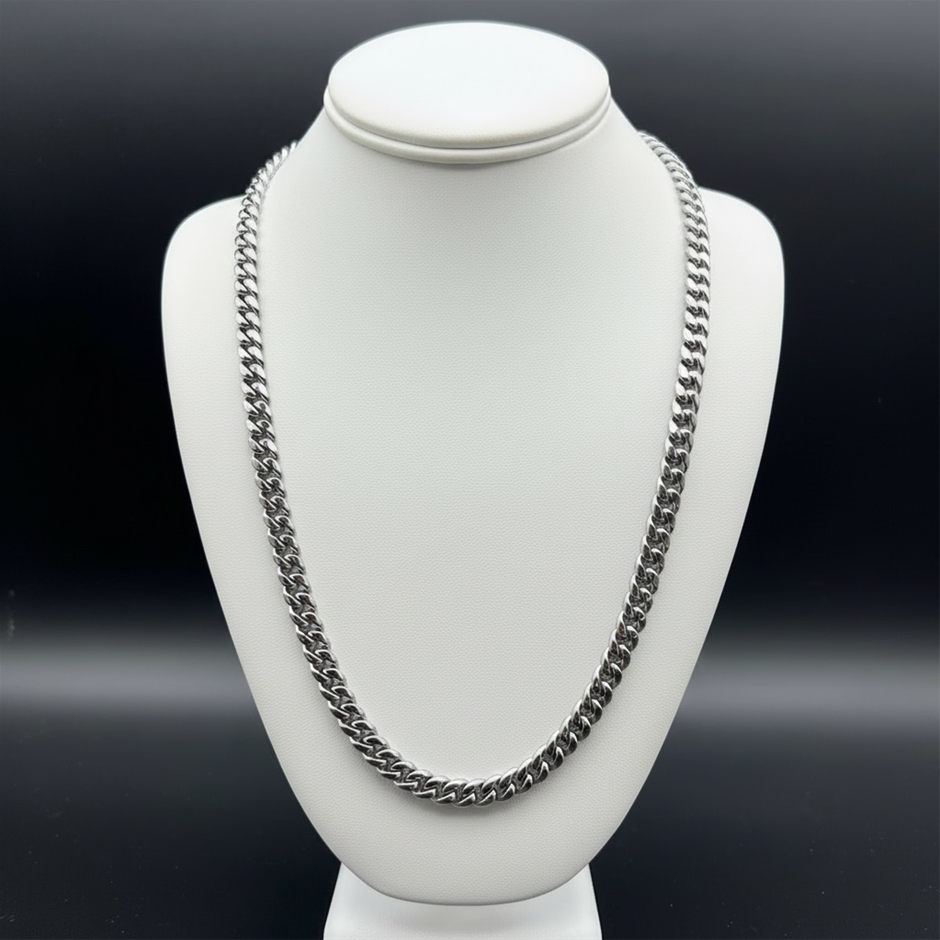 Silver-Filled Cuban Curb Chain Necklace, 8MM Wide - 55.8cm