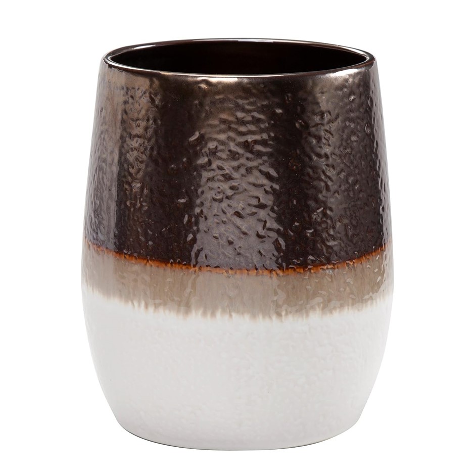 PASEO ROAD by HiEnd Accents | Gilded Stoneware Ceramic Waste Basket Bathroo