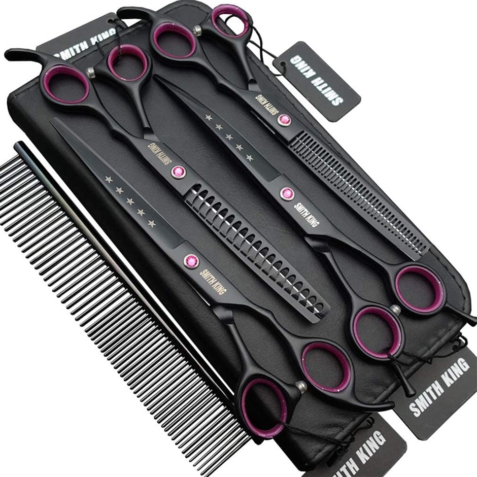 SMITH KING 7.0 inches Professional Dog Grooming Scissors Set Straight & thi