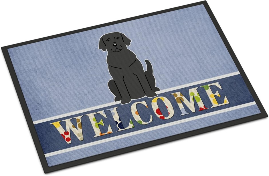 Caroline's Treasures BB5638MAT Black Labrador Welcome Doormat 18x27 Front D