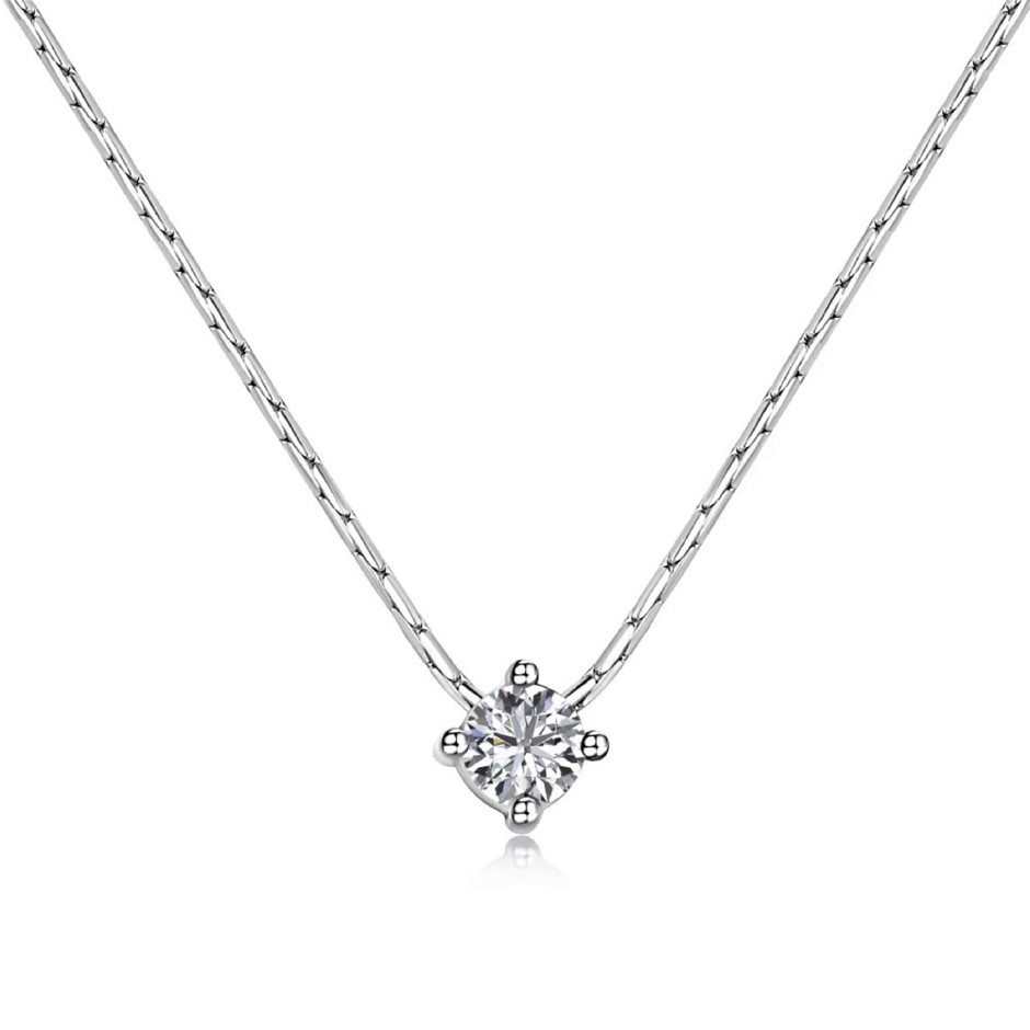 0.25ct 925 Silver Cubic Zirconia Round Pendant Necklace