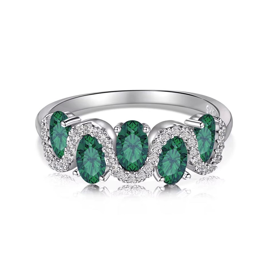 0.25ct Wave Shape Cubic Zirconia 925 Sterling Silver Ring - Size 6